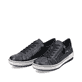 
Asphaltschwarze remonte Damen Schnürschuhe D0700-00 mit Schnürung und Reißverschluss. Schuhpaar schräg.