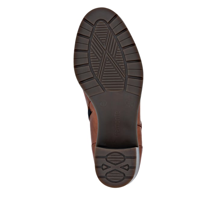 Braune remonte Damen Stiefeletten D2A73-25 mit einem Reißverschluss. Schuh Laufsohle.