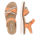 Orangene vegane remonte Damen Riemchensandalen D2058-38 mit Klettverschluss. Schuh von oben, liegend.