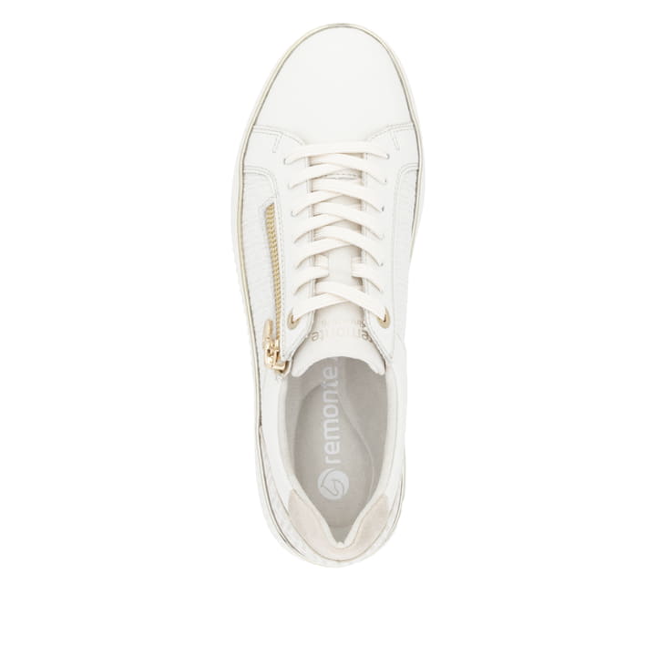 Remonte D2e00 Sneaker Bassa Donna Bianca, Pelle Vera, Larghezza Comfort, Soletta Estraibile, Leggera