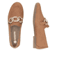 Braune remonte Damen Loafer D0K09-22 mit einem Gummizug. Schuh von oben, liegend.