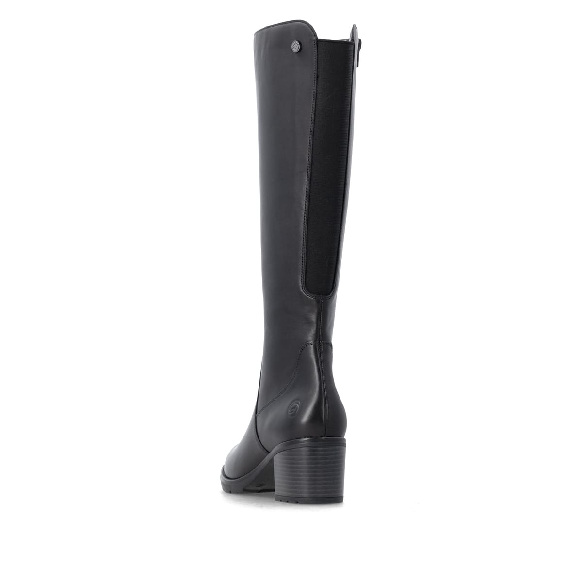 Bottes cuissardes remonte noires femmes D2A78-00 avec fermeture éclair. Chaussure vue de l'arrière.