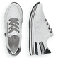 Weiße remonte Damen Sneaker Low D1312-80 mit Reißverschluss sowie Komfortweite G. Schuh von oben, liegend.