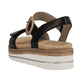 Schwarze remonte Riemchensandalen D0Q52-00 mit einem Klettverschluss. Schuh von hinten.