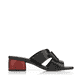 Schwarze remonte Damen Pantoletten R8759-01 mit Gummizug sowie leichter Sohle. Schuh Innenseite.