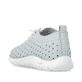 Grüne remonte Damen Slipper D3G03-52 mit eleganten Zierlochungen sowie Gummizug. Schuh von hinten.