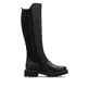 Tiefschwarze remonte Hochschaftstiefel D1W77-00 mit einem Reißverschluss. Schuh von hinten.