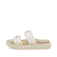 Weiße vegane remonte Damen Pantoletten D2N52-80 mit einem Gummizug. Schuh Außenseite.