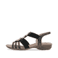 Graue remonte Riemchensandalen R3605-45 mit einem Gummizug sowie griffiger Sohle. Schuh Außenseite.