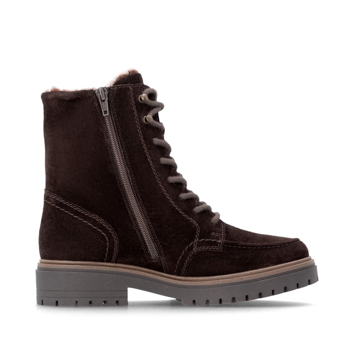 Dunkelbraune remonte Damen Schnürstiefel D4B70-25. Schuh Innenseite.