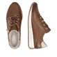 Baskets basses remonte marron pour femme D0H11-25 avec fermeture éclair. Chaussure vue de dessus, couchée.