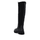 Schwarze remonte Hochschaftstiefel D2S74-00 mit einem Reißverschluss. Schuh von hinten.