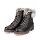 
Stahlschwarze remonte Damen Schnürstiefel D0B74-01 mit einer Glass-Fibre Sohle. Schuhpaar schräg.