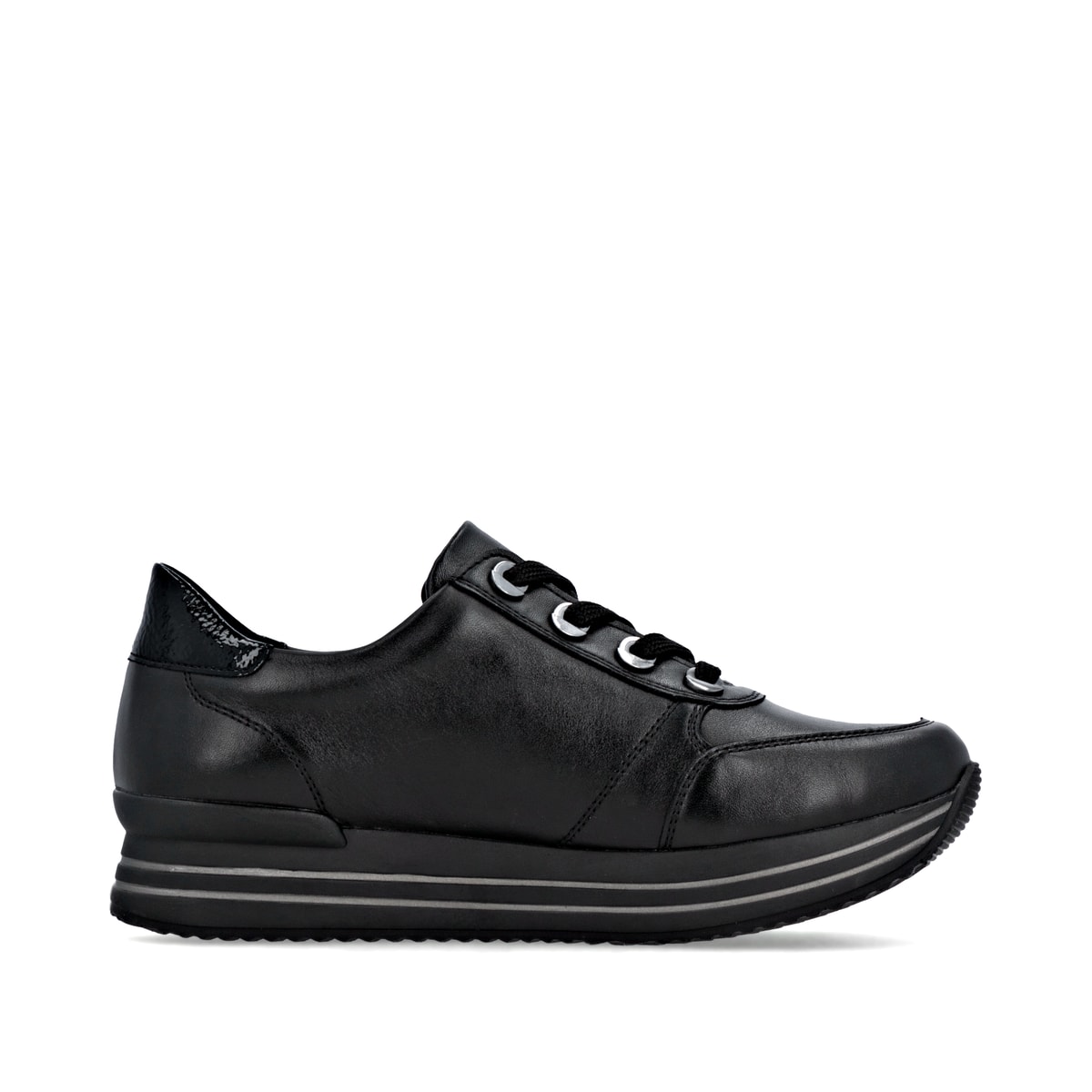 Schwarze remonte Damen Sneaker D1302-00 mit wasserabweisender remonteTEX-Membran. Schuh Innenseite.