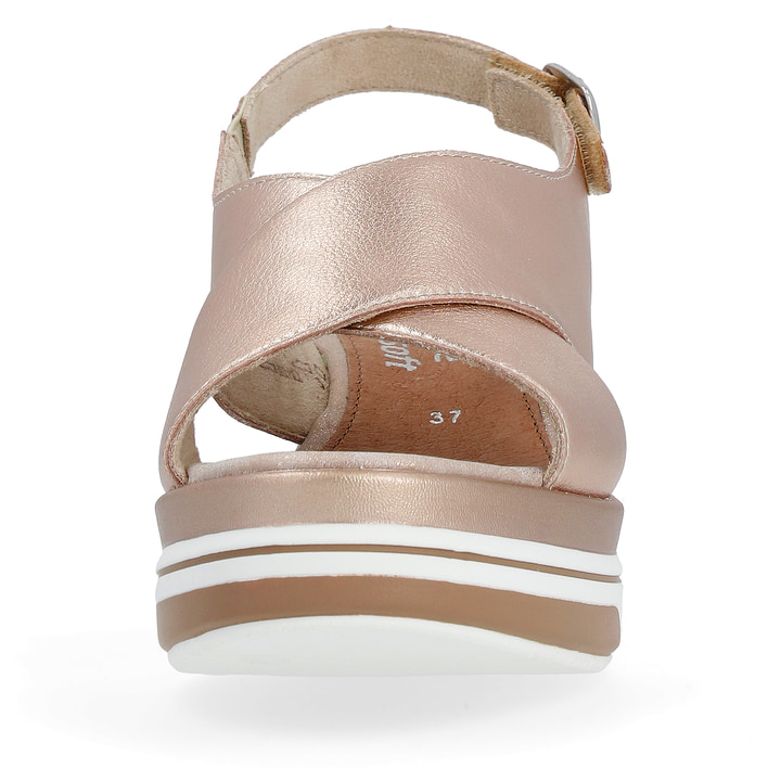 Metallicrosane remonte Keilsandaletten D1P53-31 mit Klettverschluss. Schuh von vorne.