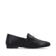 Schwarze remonte Damen Loafer D0K13-00 mit einem Gummizug. Schuh Innenseite.
