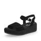 Schwarze remonte Damen Riemchensandalen D1N50-00 mit einem Klettverschluss. Schuh seitlich schräg.