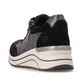 Schwarz-bronzene remonte Damen Schnürschuhe D0T23-03 mit einem Reißverschluss. Schuh von hinten.