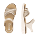 Metallische vegane remonte Riemchensandalen D2058-90 mit einem Klettverschluss. Schuh von oben, liegend.