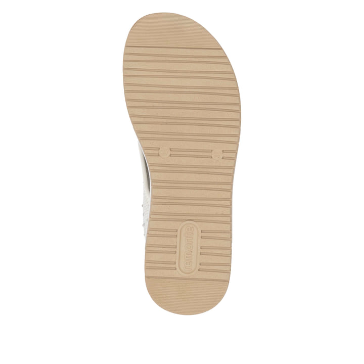 Beige remonte Riemchensandalen D1J55-60 mit Gummizug sowie weicher Einlegesohle. Schuh Laufsohle.