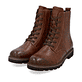 Braune remonte Damen Schnürstiefel D2Q71-22 mit einem Reißverschluss. Schuhpaar seitlich schräg.