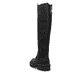 
Asphaltschwarze remonte Damen Hochschaftstiefel D0B72-01 mit einer Profilsohle. Schuh von hinten