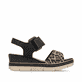 Schwarze remonte Keilsandaletten D2L53-03 mit angesagtem Animal-Print. Schuh Innenseite.