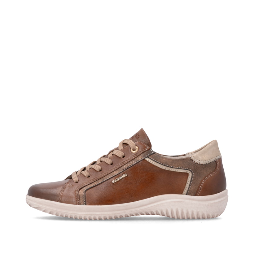 Braun-bronzene remonte Damen Schnürschuhe D1E12-24 mit einem Reißverschluss. Schuh Außenseite.