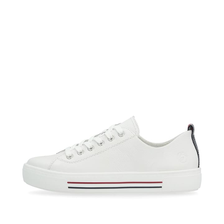 Weiße remonte Damen Sneaker Low D0900-80 mit Schnürung sowie der Komfortweite G. Schuh Außenseite.