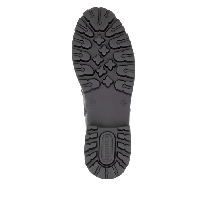 Schwarze remonte Damen Schnürstiefel D8661-00 mit einem Reißverschluss. Schuh Laufsohle.