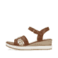 Nussbraune remonte Keilsandaletten D6461-24 mit einem Klettverschluss. Schuh Außenseite.