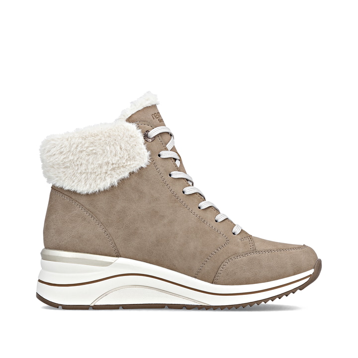 Braune remonte Damen Schnürstiefel D0T77-20 mit wasserabweisender TEX-Membran. Schuh Innenseite.