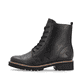 Schwarze remonte Damen Schnürstiefel D8661-00 mit einem Reißverschluss. Schuh Außenseite.