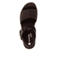 Dunkelbraune remonte Keilsandaletten D1N54-25 mit einem Klettverschluss. Schuh von oben.