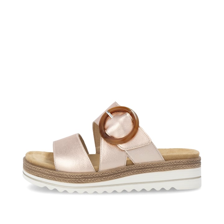 Rosane remonte Damen Pantoletten D0Q51-90 mit einem Klettverschluss. Schuh Außenseite.