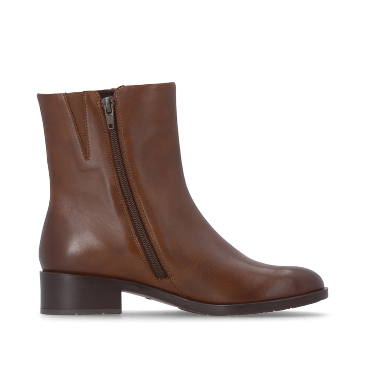 Braune remonte Damen Stiefeletten D3U73-22 mit einem Reißverschluss. Schuh Innenseite.