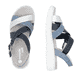 Blaue remonte Riemchensandalen D2K53-14 mit einem Klettverschluss. Schuh von oben, liegend.