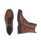 Braune remonte Damen Schnürstiefel D3S71-24 mit einem Reißverschluss. Schuh von oben, liegend.