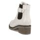 
Frostweiße remonte Damen Biker Boots D1A72-80 mit einer Profilsohle mit Blockabsatz. Schuh von hinten