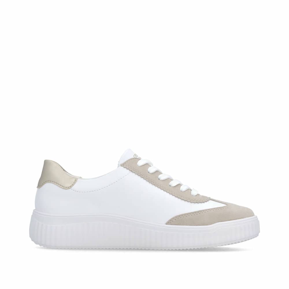 Weißbeige remonte Damen Schnürschuhe D3E00-80 mit der Extraweite H. Schuh Innenseite.