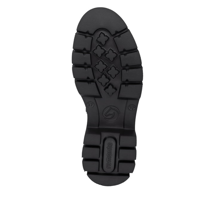 Dunkelbraune remonte Hochschaftstiefel D1W77-25 mit einem Reißverschluss. Schuh Laufsohle.