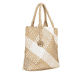 Sac à main remonte Q0761-81 beige avec design tressé et poche amovible. Côté gauche.