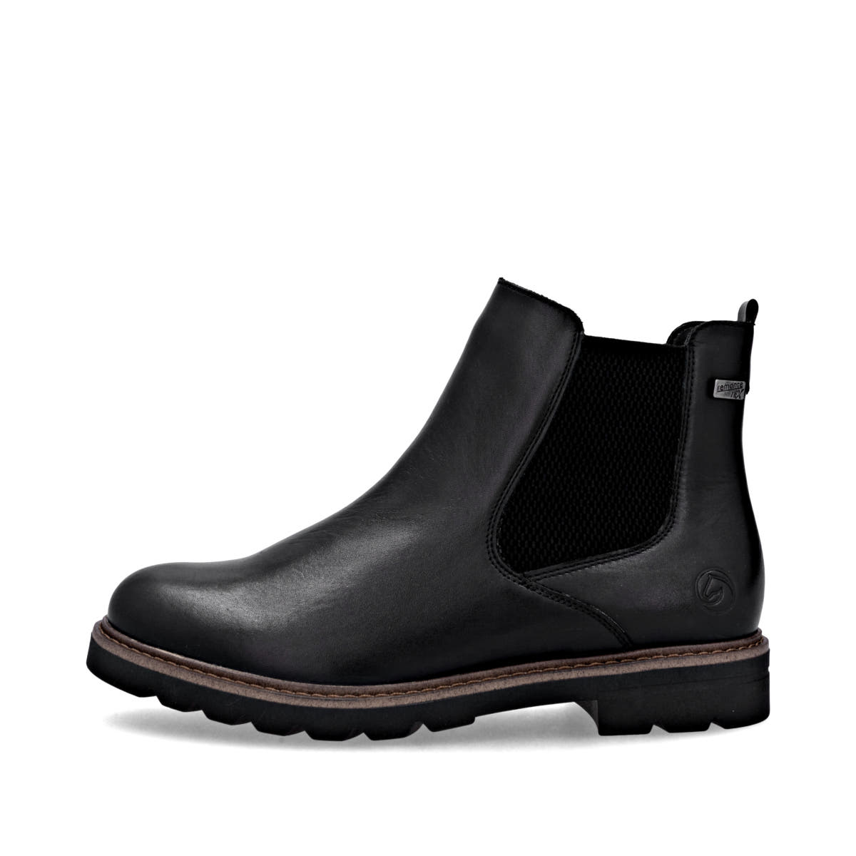 Chelsea Boots remonte noires femme D2Q70-00 avec membrane remonteTEX. Côté extérieur de la chaussure.