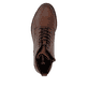 Braune remonte Damen Schnürstiefel D0F83-22 mit einem Reißverschluss. Schuh von oben.