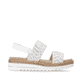 Silberne remonte Keilsandaletten D0Q63-91 mit einem Klettverschluss. Schuh Innenseite.