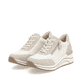 Beige remonte Damen Sneaker D0T00-60 mit einem Reißverschluss sowie Extraweite H. Schuhpaar seitlich schräg.