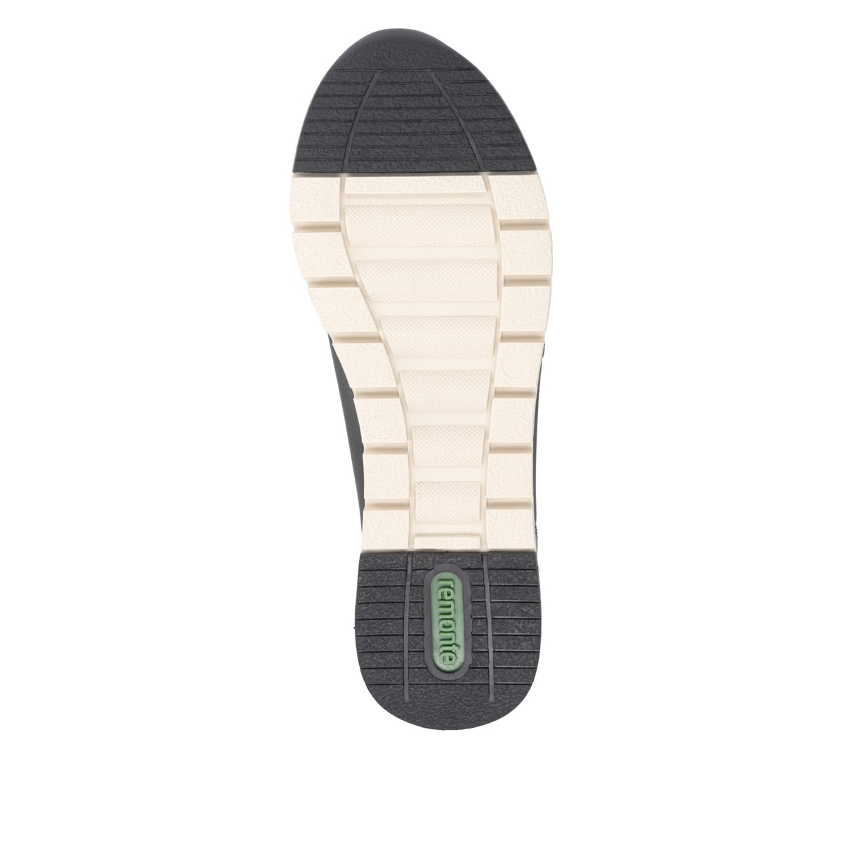 Baskets basses remonte noires pour femmes R6700-04 avec fermeture éclair. Semelle extérieure de la chaussure.