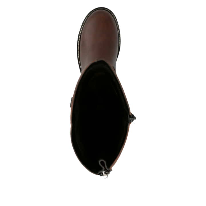 Karamellbraune remonte Damen Hochschaftstiefel D0B72-22 mit einer Profilsohle. Schuh Laufsohle