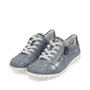 Blaue remonte Damen Schnürschuhe R3412-14 mit einem Reißverschluss. Schuhpaar seitlich schräg.