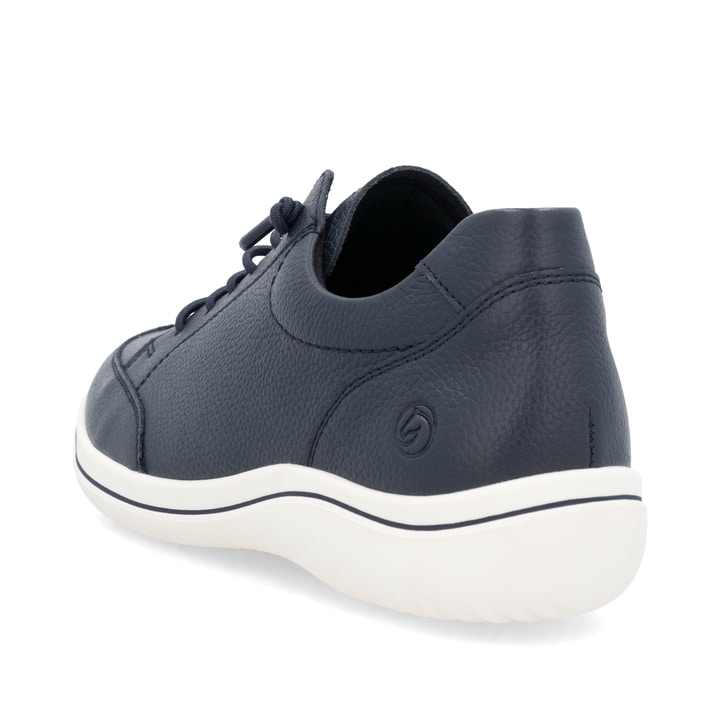 Blaue remonte Damen Schnürschuhe D1E07-14 mit der Komfortweite G. Schuh von hinten.